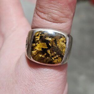 925 Sterling Silver David Yurman Rare Bronzite Exotic Stone Signet Band Ring 10